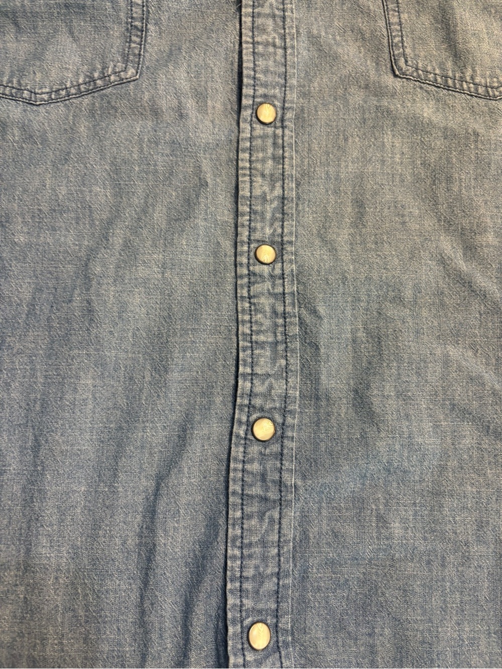Sonoma Denim Shirt XL Short-Sleeve Light Blue Chambray Snap-Down White Buttons - Picture 9 of 13